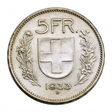 Svájc ezüst 5 Frank 1933 B