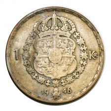 Svédország 1 Korona 1946 TS
