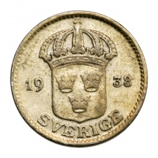 Svédország ezüst 25 Öre 1938 G