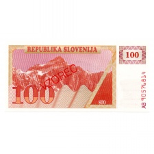Szlovénia 100 Tolar Bankjegy 1990 P6s1 MINTA