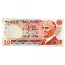Törökország 20 Lira Bankjegy 1974 P187a F sorozat