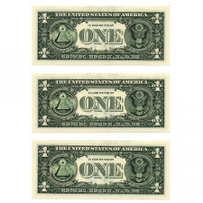 USA 1 Dollár Bankjegy 2013 B sorszámkövető 3db bankjegy 