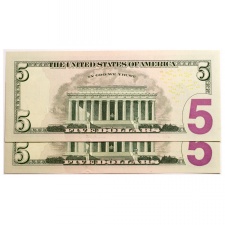 USA 5 Dollár Bankjegy 2013 L12 San Francisco sorszámkövető pár