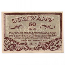 Uránia 50 Fillér utalvány Szombathely 1920