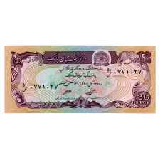 V Afganisztán 20 Afghanis Bankjegy 1979 P56a