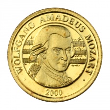 Wolfgang Amadeus Mozart arany emlékérem 2000 PP