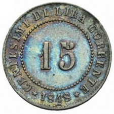 1848 Szabadságharc Velence 15 centesimi