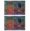 100 Korona Bankjegy 1912 XF sorszámkövető pár