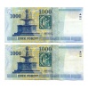 1000 Forint Bankjegy Millennium 2000 DA EF sorszámkövető pár