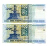 1000 Forint Bankjegy Millennium 2000 DA EF sorszámkövető pár