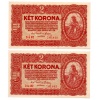 2 Korona Államjegy 1920 aa sorszámkövető pár XF