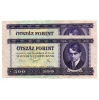 500 Forint Bankjegy 1975 gEF-aUNC sorszámkövető pár