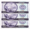 500 Forint Bankjegy 1990 aUNC-UNC sorszámkövető 3 db