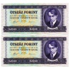 500 Forint Bankjegy 1990 aUNC-UNC sorszámkövető pár