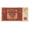 Horvátország 50 Kuna Bankjegy 1941 P1a gVF