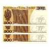 Lengyelország 500 Zloty Bankjegy 1982 P145d L161b sorkövető 3db