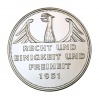 Németország ezüst 5 Deutsch Mark 1951 utánverete 1991 BU